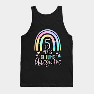 Kids 5 Years Of Being Awesome Rainbow Tie Dye 5Th Birthday Tank Top